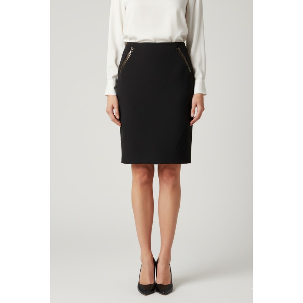 Authentic PRADA Pencil Midi Skirt S Black Chic Designer Luxury Minimalist Career